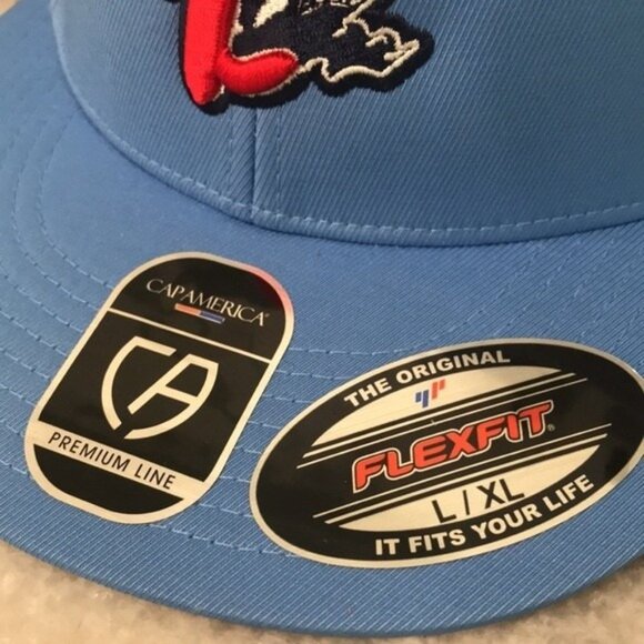 Bristol Pirates Hat Cap Fitted Mens L XL Powder Blue MILB Baseball Flexfit - Picture 3 of 9